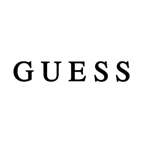 Trendy Guess logo in black on white for fashionable clothing