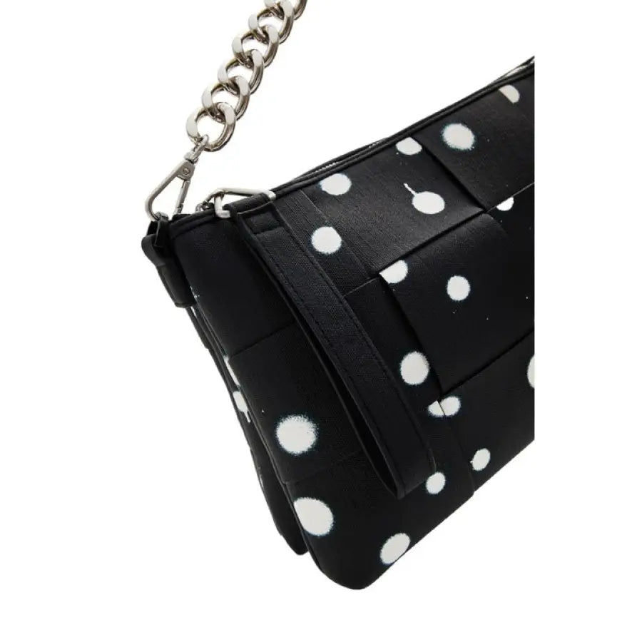 
                      
                        Desigual women bag in black and white polka print with chain detail
                      
                    