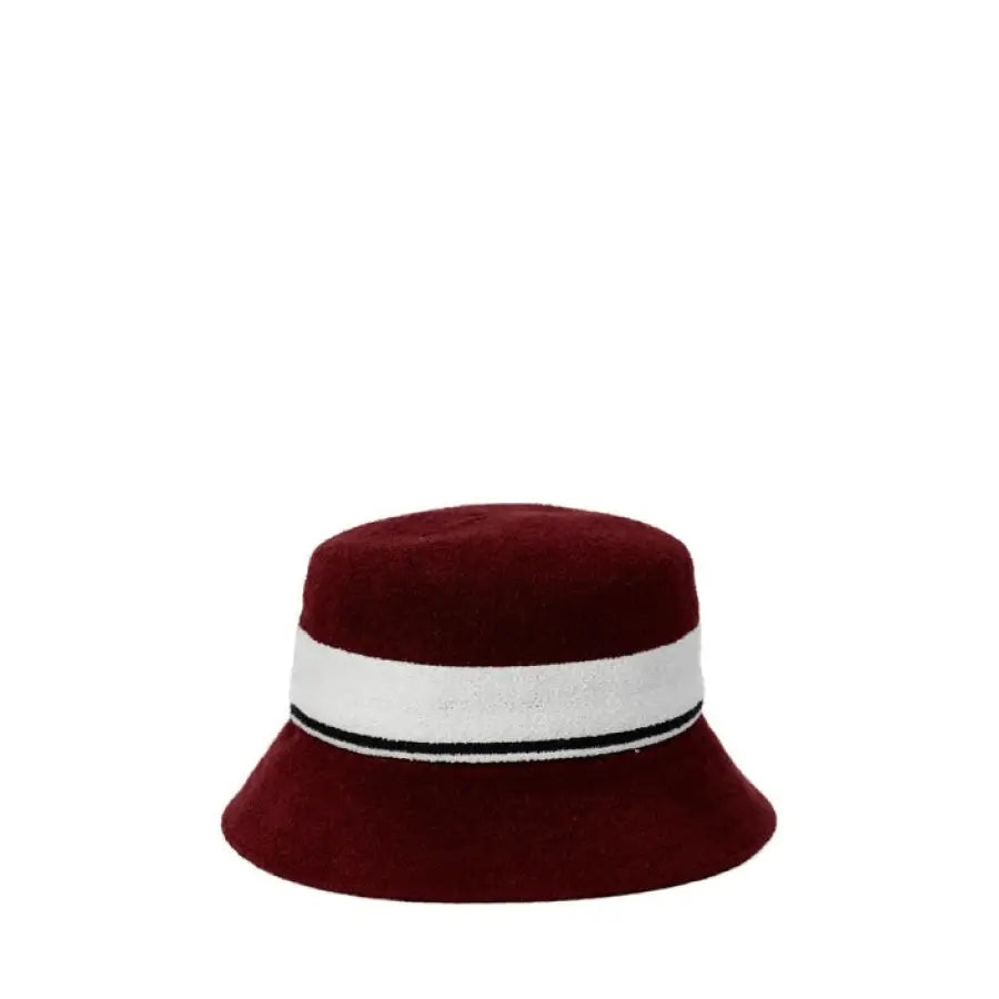 Urban style red hat with white stripe, Kangol Women’s Cap - modern clothing accessory