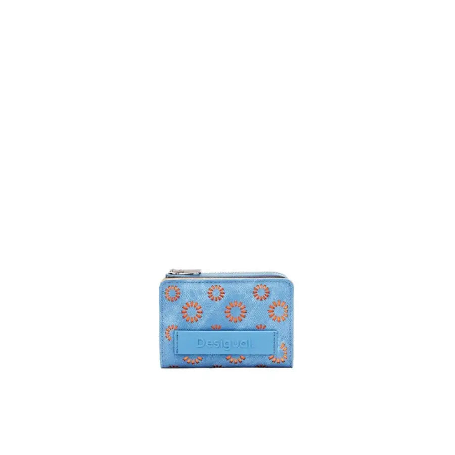 
                      
                        Desigual women’s small blue wallet with flower design, perfect for urban city style
                      
                    